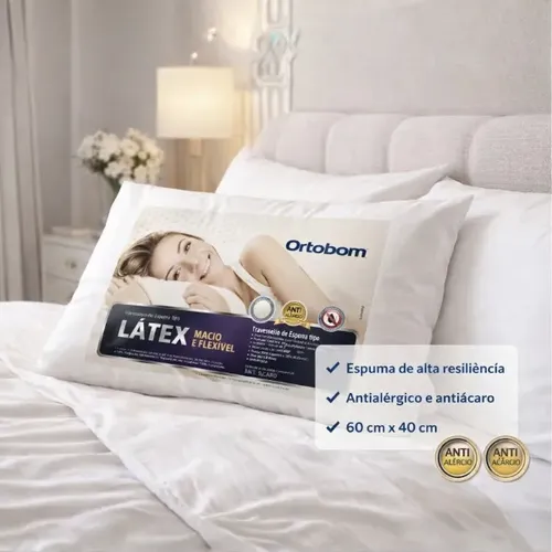 Travesseiro Ortobom Látex Macio e Flexível